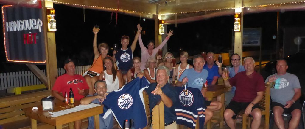 Edmontonians in Roatan, Honduras watch the final Oilers game at Rexall Place, April 6, 2016. 
