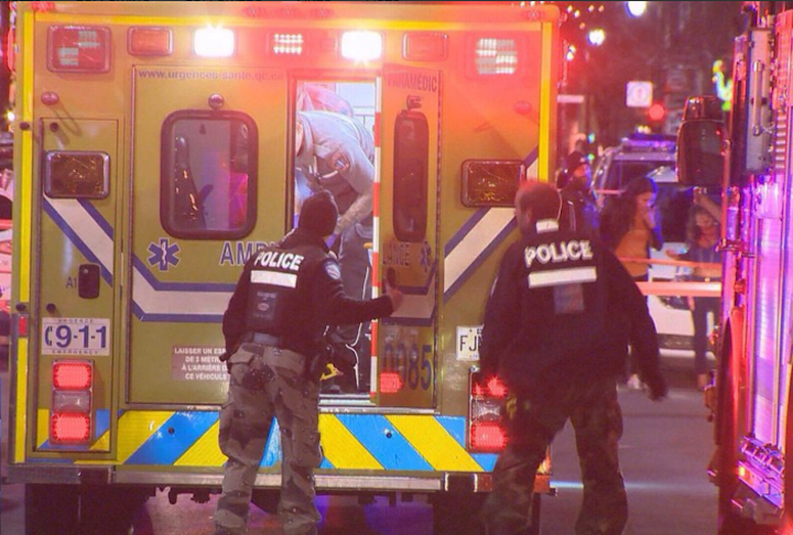 One man was taken to hospital after being shot on Saint-Laurent Boulevard, Monday, April 25, 2016.