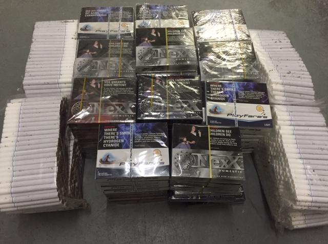 Contraband cigarettes seized during a traffic stop in Tracadie, N.B. on April 22, 2016.