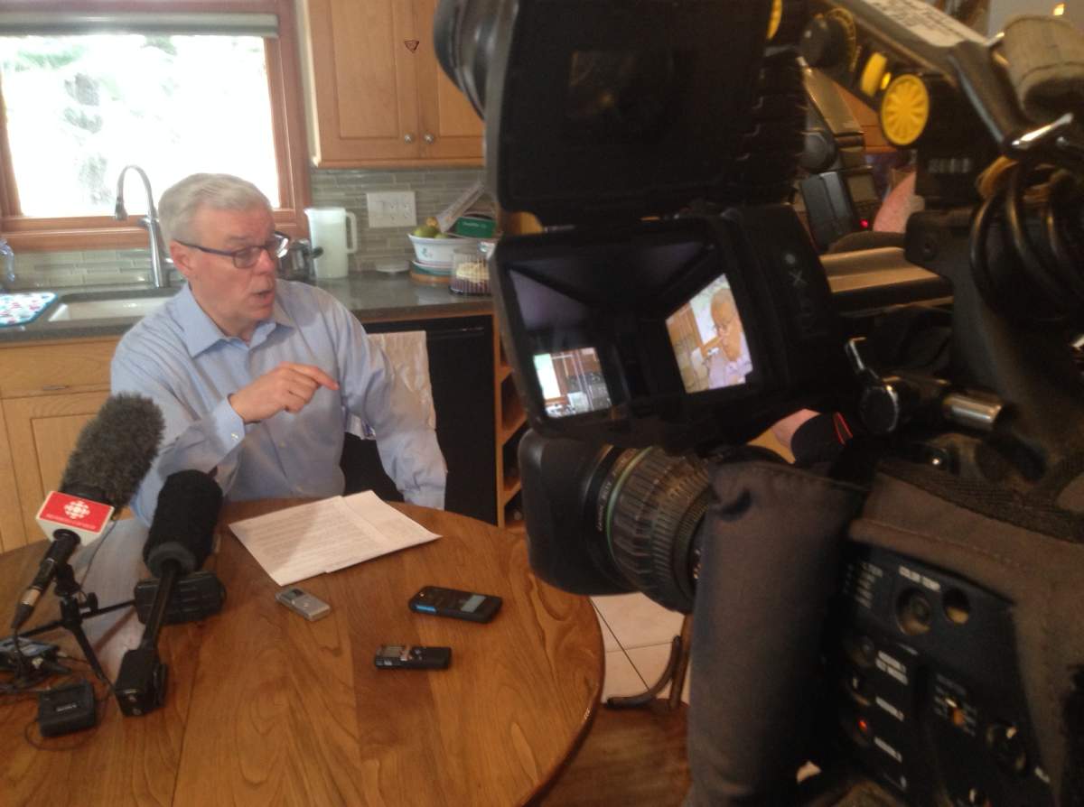 Manitoba NDP leader Greg Selinger invited media into his home on Sunday.
