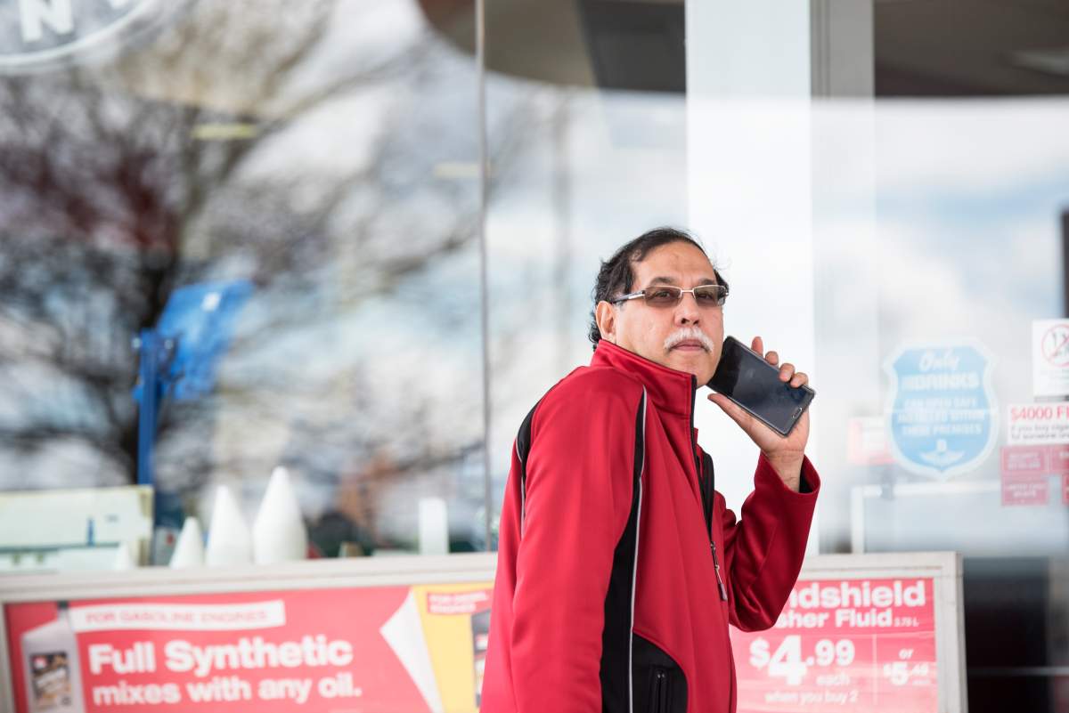 Shoyaib Khan arrives for work at one of his 12 Petro Canada gas stations at Dundas and the 427 in Toronto, Ont. on Tuesday, April 12, 2016. It is alleged in a civil suit by a former employee named Umar Naseem that Khan does not pay employees legally required overtime.