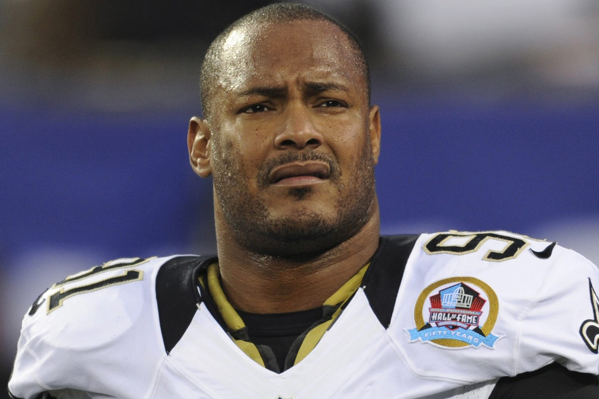 In this Dec. 9, 2012, file photo, New Orleans Saints defensive end Will Smith appears before an NFL football game against the New York Giants in East Rutherford, N.J. Smith was fatally shot after a traffic accident in New Orleans.
