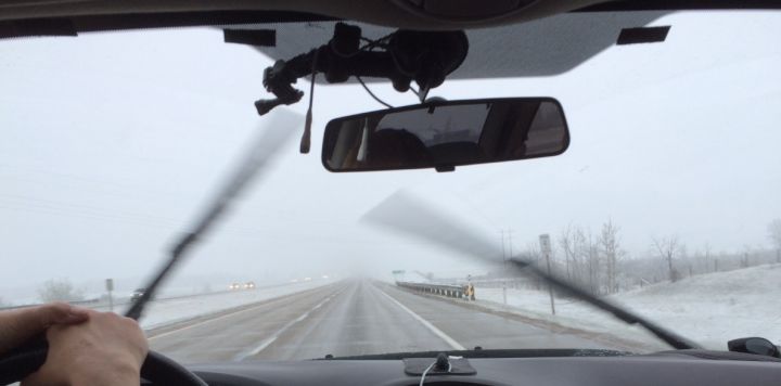 Winter driving conditions near Red Deer Saturday as Spring weather returns.
