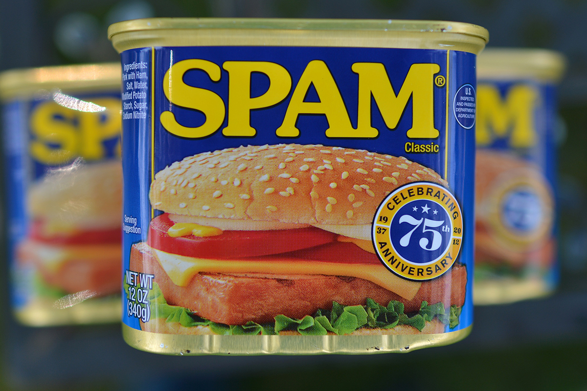 Cans of Spam meat made by the Hormel Foods Corporation are pictured in Silver Spring, Maryland, on July 5, 2012. 