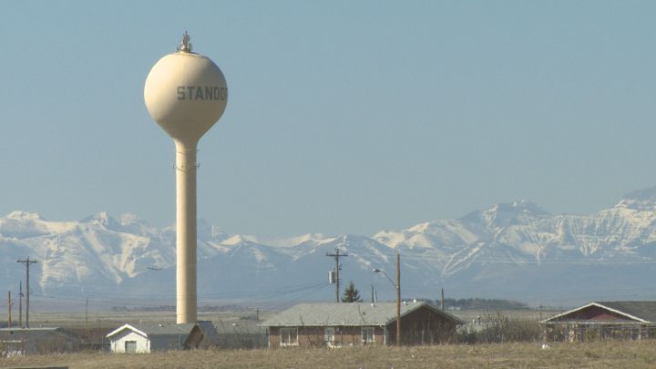 Water tower in Standoff, AB. April 2016.