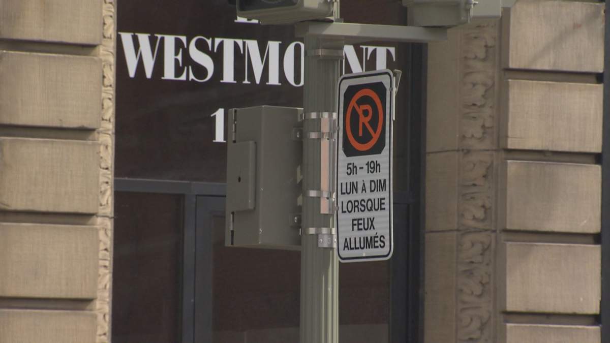 A French-language only parking sign in Westmount, Wednesday, April 6, 2016.