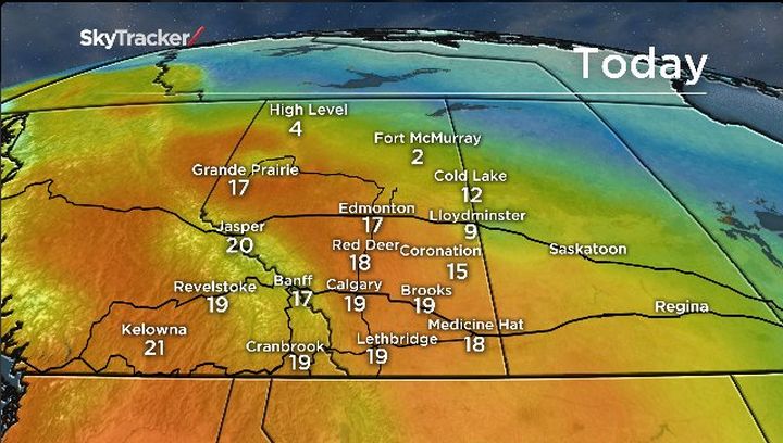 A look at the unofficial highs around Alberta April 1. 