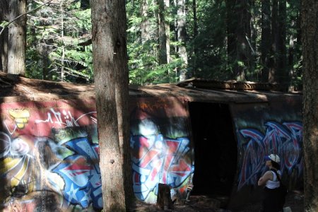 One of the box cars in Train Wreck in Whistler, B.C.