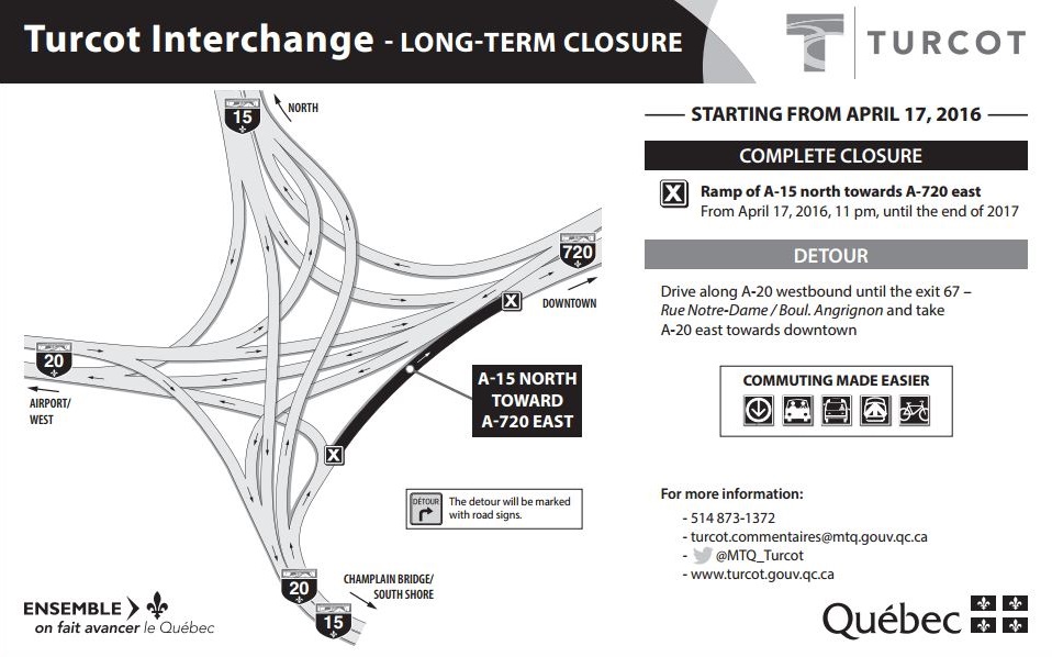 The A-15 north ramp towards A-720 will be closed from April 17, 2016 to the end of 2017.