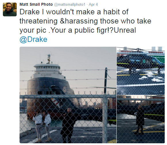 ‘It felt surreal:’ Amateur photographers say Drake confronted them on Toronto pier - image