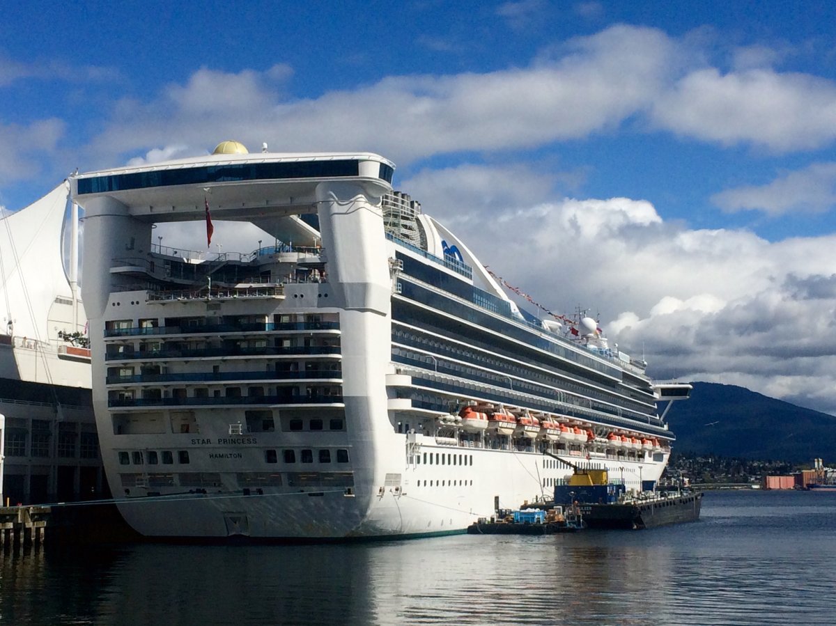 A cruise ship stands ready in Vancouver, B.C.