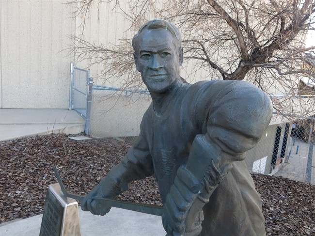 A statue of Gordie Howe is shown in Saskatoon on April 4, 2016. Howe continues to be a tourism draw in his home town. The city relocated a bronze statue of the NHL Hall of Famer from downtown to then SaskTel Centre.