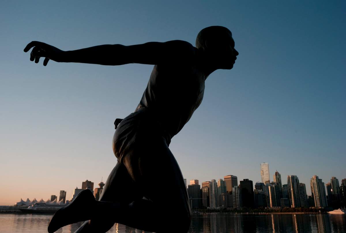 Harry Jerome Statue in Stanley Park in Vancouver, British Columbia, Canada.