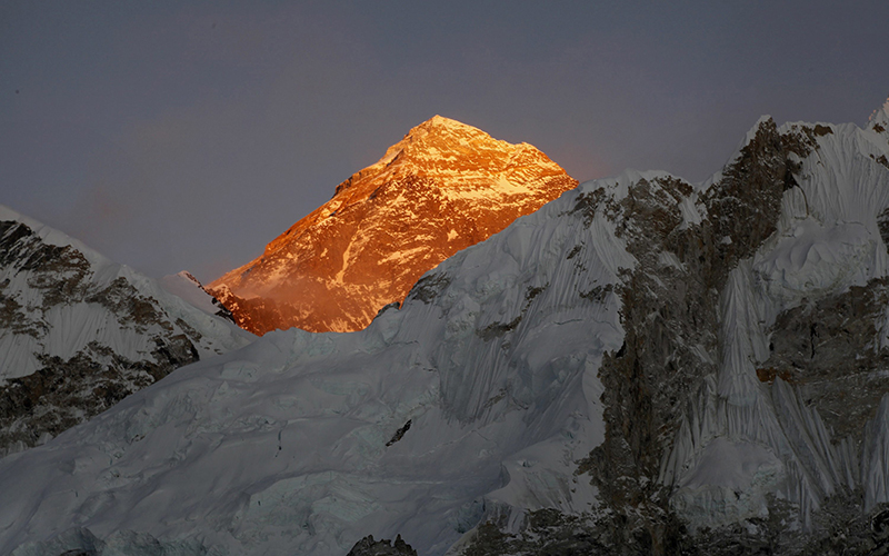 Mt. Everest is seen from the way to Kalapatthar in Nepal. A 35-year-old Dutch man suffering from high-altitude sickness died on his way back from Mount Everest’s summit in the first death reported this year on the world’s highest mountain, an expedition organizer said Saturday, May 21, 2016.