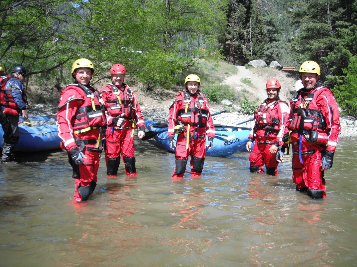 Members of the Princeton Ground Search and Rescue Society practising their swift water rescue skills on May 8, 2016. 