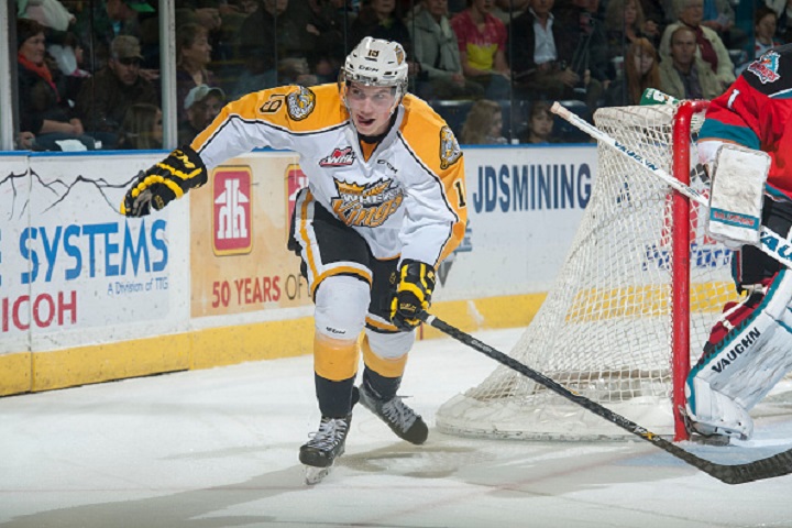 Nolan Patrick of the Brandon Wheat Kings skates against the Kelowna Rockets during a game in 2014.