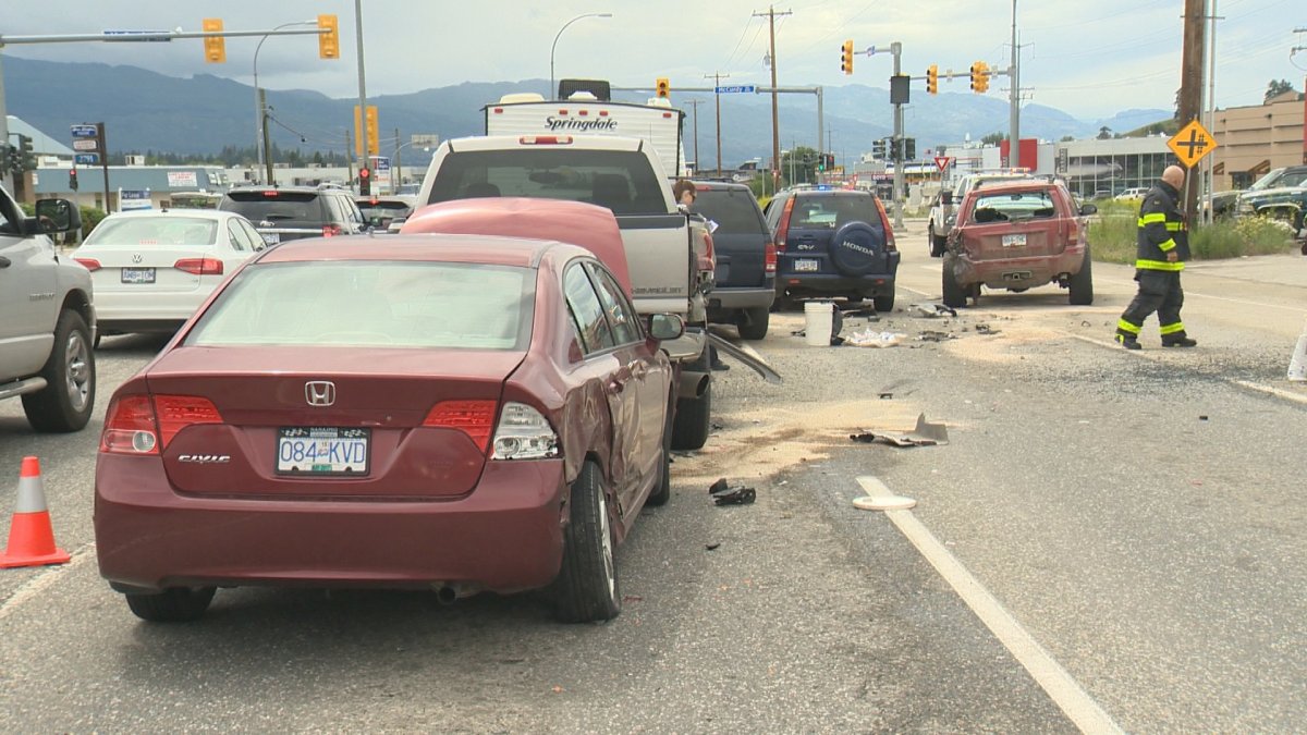Six vehicle crash ties up Highway 97 in Kelowna - image