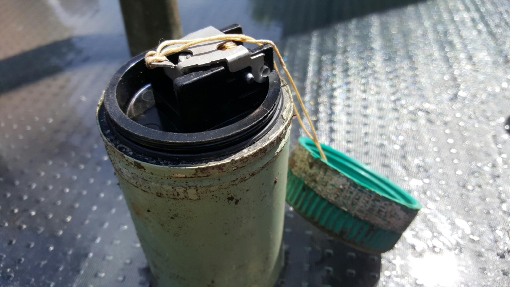 A smoke grenade was found in an Acadia backyard Sunday.