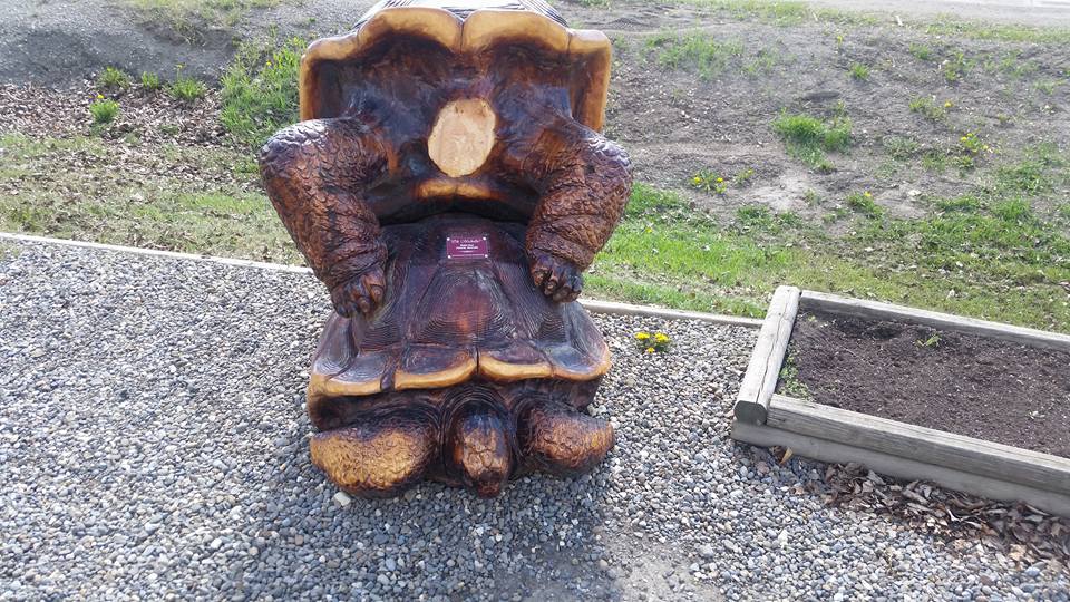 One of the chainsaw carvings, portraying two turtles mating, that was destroyed in Chetwynd on May 12, 2016. 
