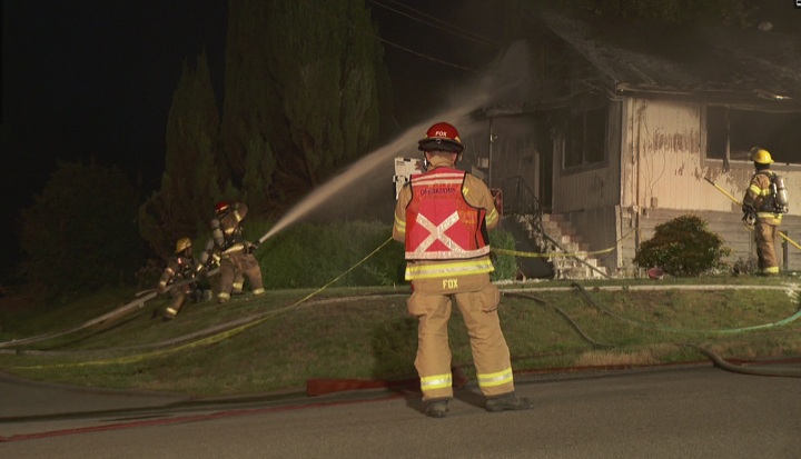 Crews battled a blaze in Coquitlam on Friday night.