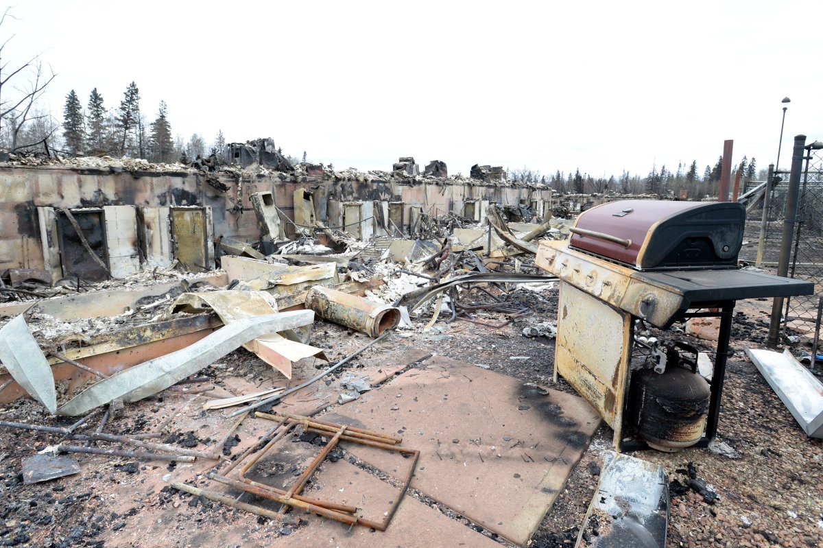 A burned out barbecue is shown in the Abasand neighbourhood during a media tour of the fire-damaged city of Fort McMurray, Alta. on Monday, May 9, 2016. 
