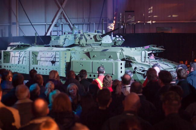 The new upgraded Light Armoured Vehicle is unveiled at a General Dynamics facility in London, Ont. in 2012.