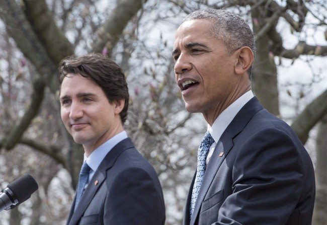 Prime Minister Justin Trudeau (left) and U.S. President Barack Obama hold a joint news conference in the Rose Garden at the White House in Washington, D.C. on Thursday, March 10, 2016. 