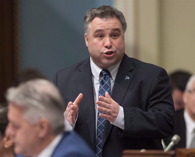 Quebec Education and Family Minister Sebastien Proulx responds to the Opposition during question period at the legislature in Quebec City in this April 28, 2016, file photo. Proulx had a change of heart and says he will now consider running for the party's leadership, set for the spring of 2020.
