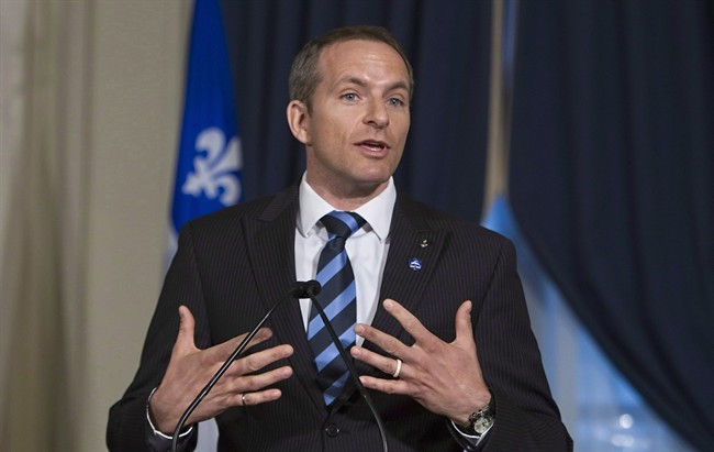 Astronaut David Saint-Jacques speaks after he received the honourary medal of the National Assembly.