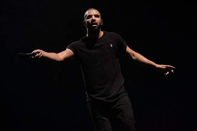 Canadian singer Drake performs on the main stage at Wireless festival in Finsbury Park, London, Sunday, June 27, 2015. 