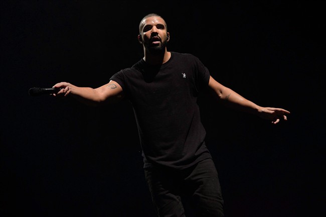 Canadian singer Drake performs on the main stage at Wireless festival in Finsbury Park, London, Sunday, June 27, 2015. 
