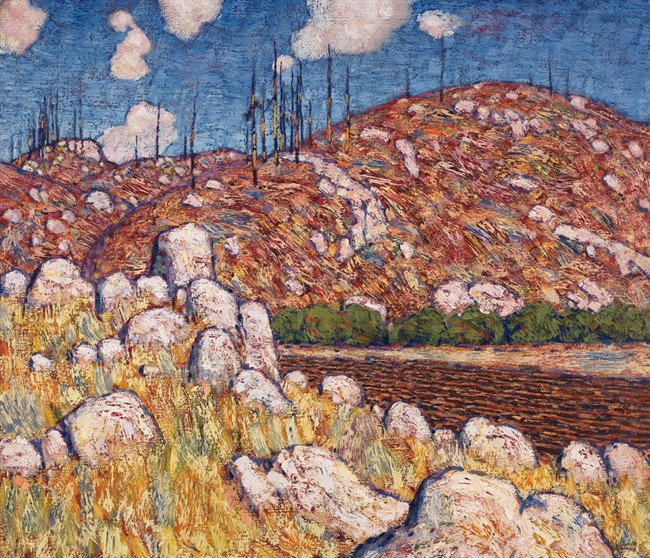 "Laurentian Landscape," a painting by Lawren Harris, is shown in a handout photo. THE CANADIAN PRESS/HO-Heffel Fine Art Auction MANDATORY CREDIT.