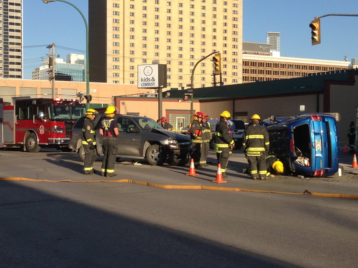 Surveillance video captures major crash in downtown Winnipeg Winnipeg