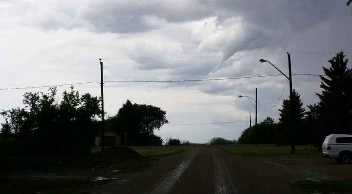 A funnel cloud near Edgeley, Sask.
