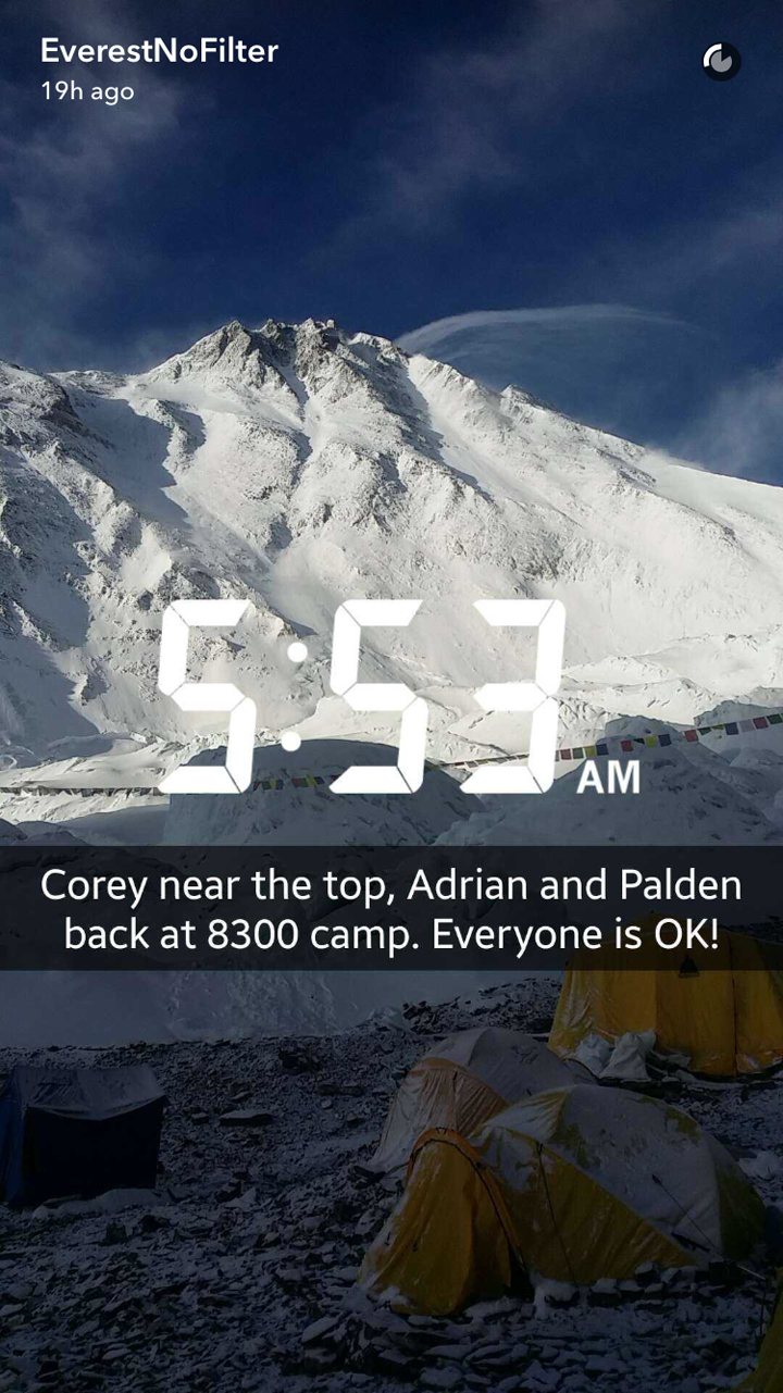 IN PHOTOS: Climber documents journey to Everest summit on Snapchat - image