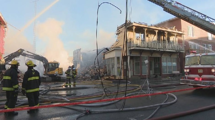 This photo shows the aftermath of a fire that tore through Saint-Raymond-de-Portneuf. Sunday, May 1, 2016.