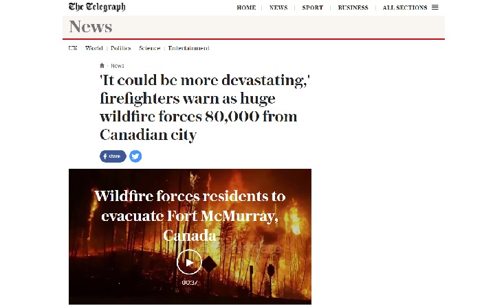 The Telegraph's coverage of the Fort McMurray wildfires.