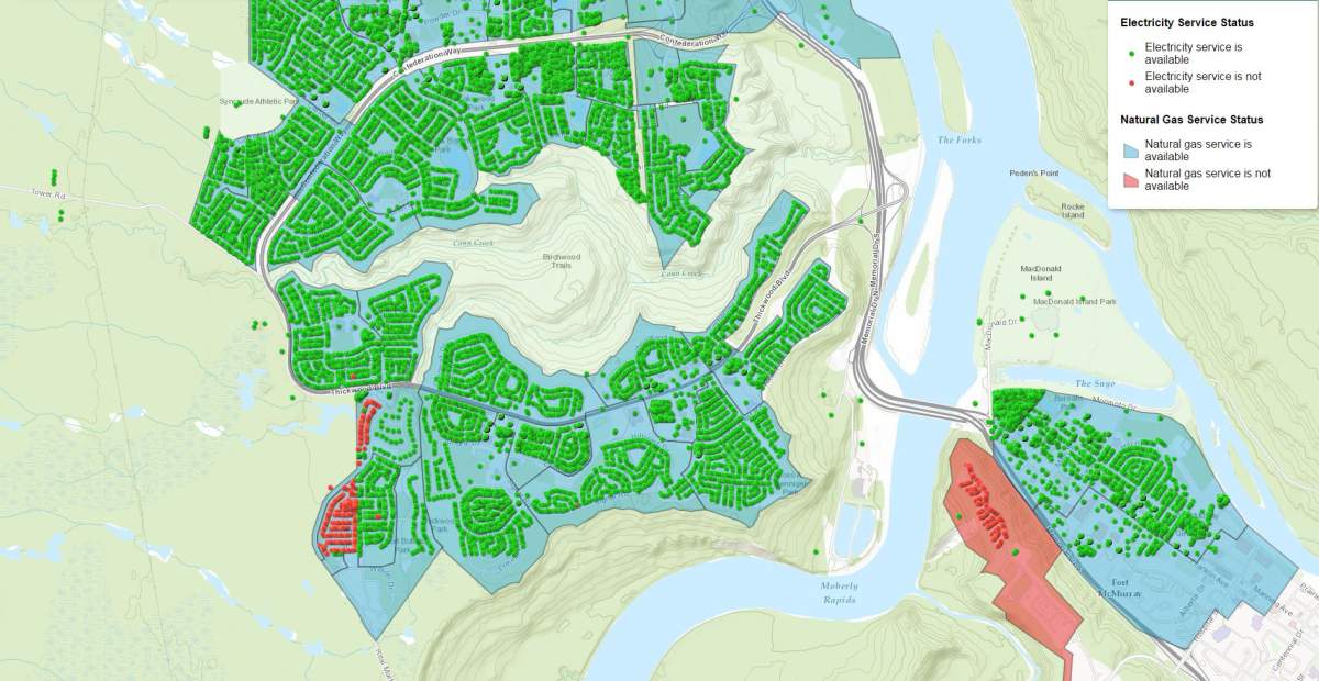 Fort McMurray wildfire evacuees can now check an online tool to see if the electricity and natural gas have been turned back on in their homes.