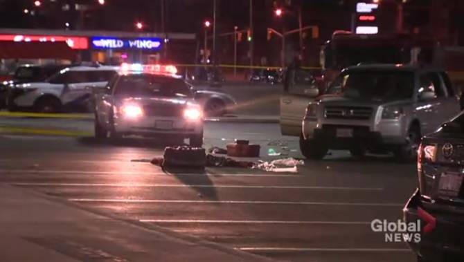 The aftermath of a shooting outside an east-end LCBO that killed two people.