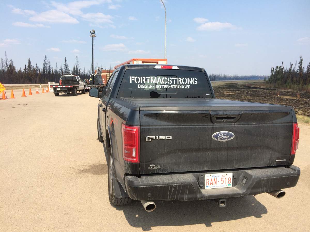 Truck proudly showing that Alberta stands with Fort McMurray
