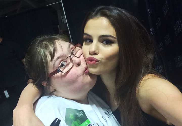 A young woman with Down syndrome was given the chance to attend the Selena Gomez concert and meet the star Thursday.