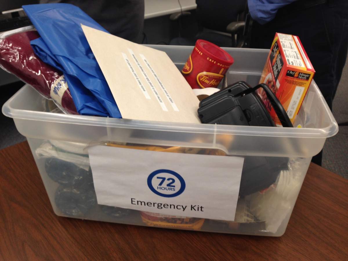 An example of a 72-hour emergency kit is seen in this file photo.