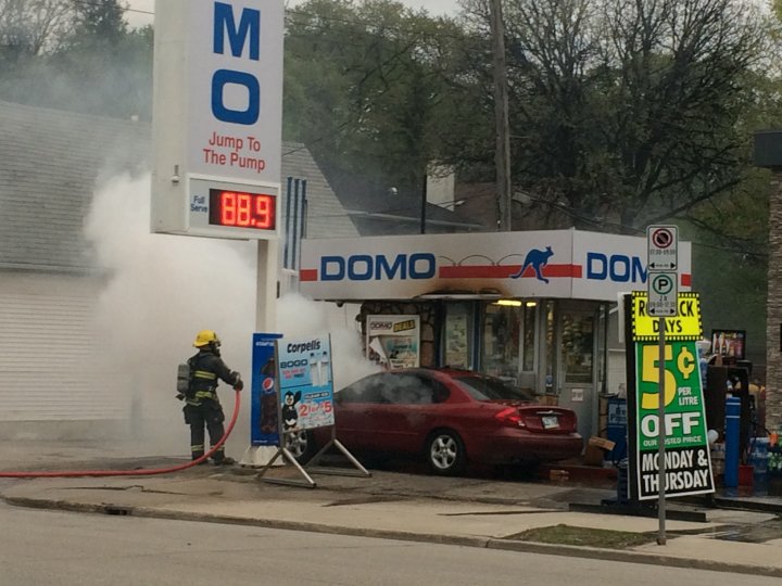 Firefighters prevent car fire from spreading to Winnipeg Domo