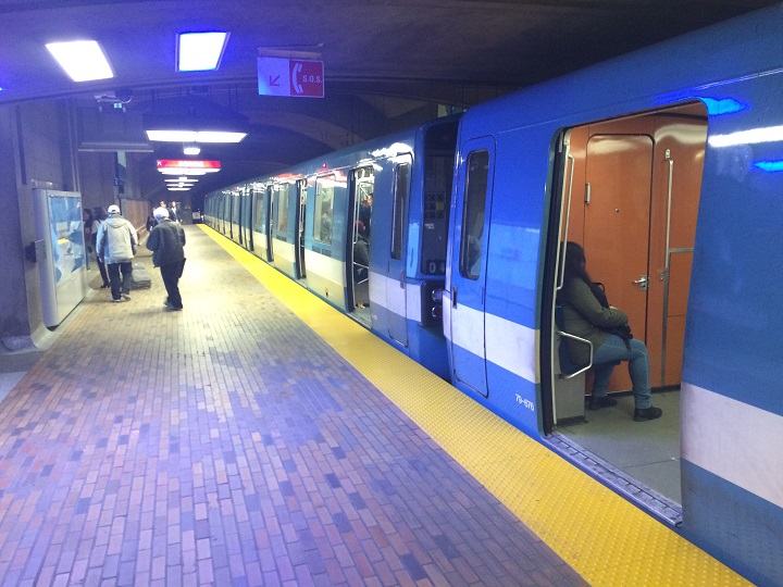 An STM Metro passes through Bonaventure station, Tuesday, May 17, 2016.