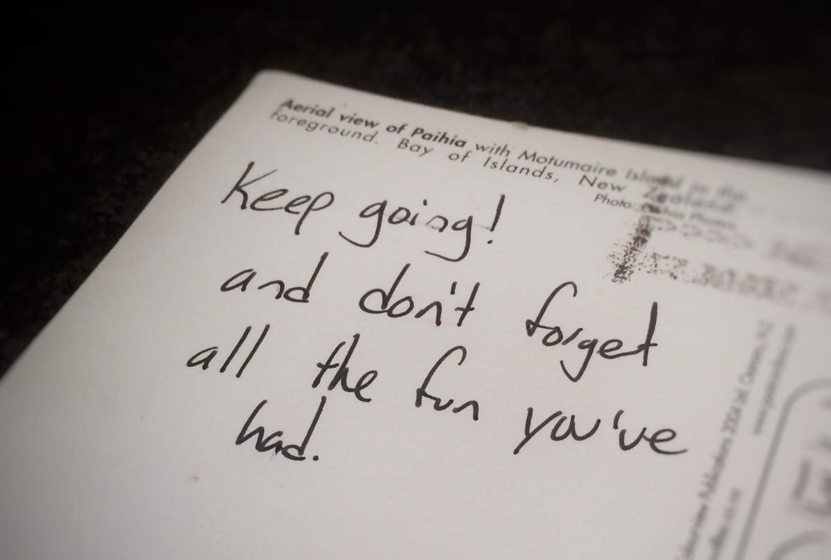 Jordan would send postcards to himself from his travelling adventures with messages of inspiration. His family now cherishes his final postcard from a trip to New Zealand.