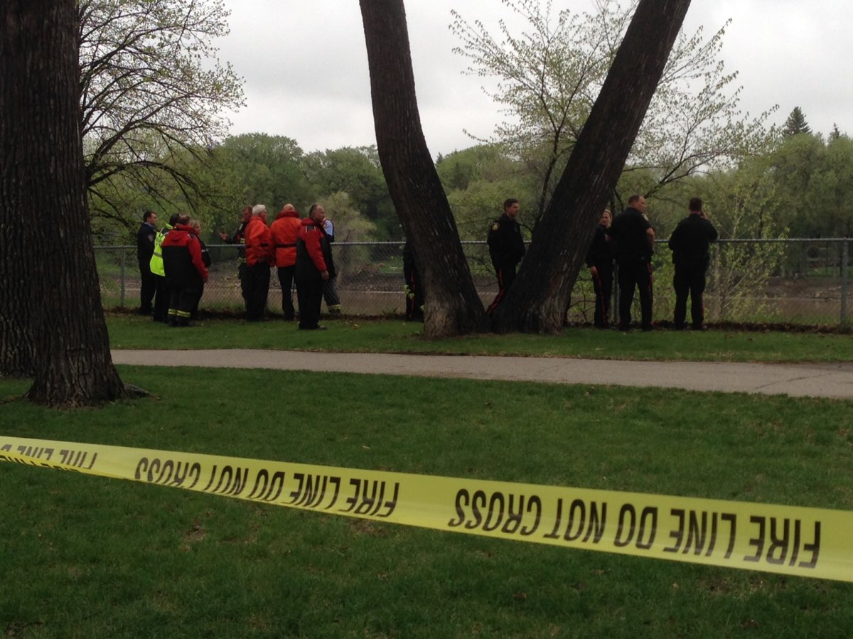 Winnipeg police on scene for reports of a body found in Red river in Kildonan Park Wednesday. 