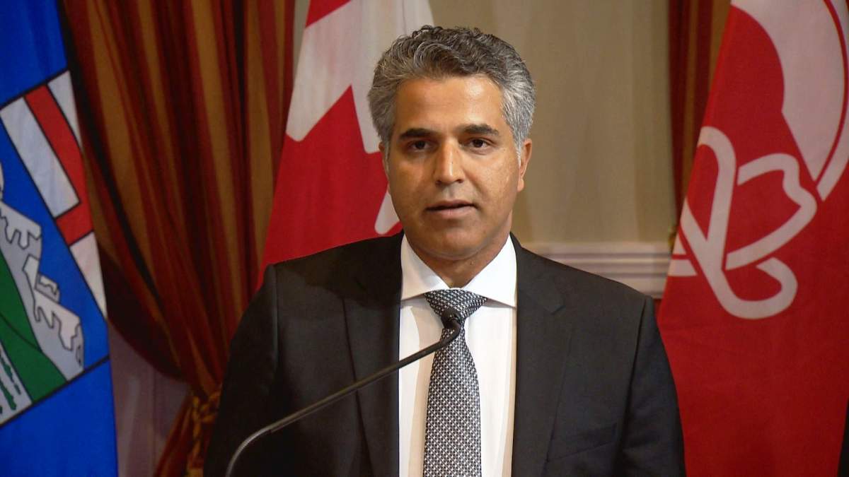 Irfan Sabir, minister of community of social services, speaks in Calgary on Friday, May 27, 2016.