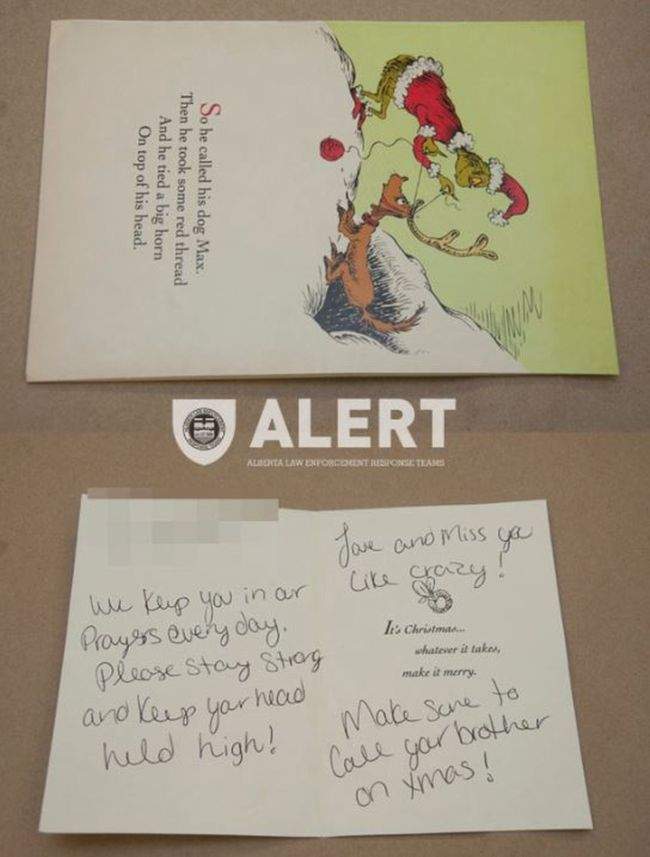One of the meth-laced cards said to be sent to an inmate at a remand centre in southern Alberta.