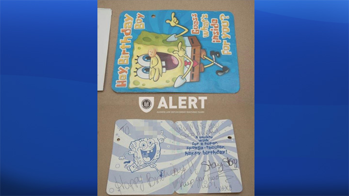 One of the meth-laced cards ALERT said was delivered to an Alberta remand centre.