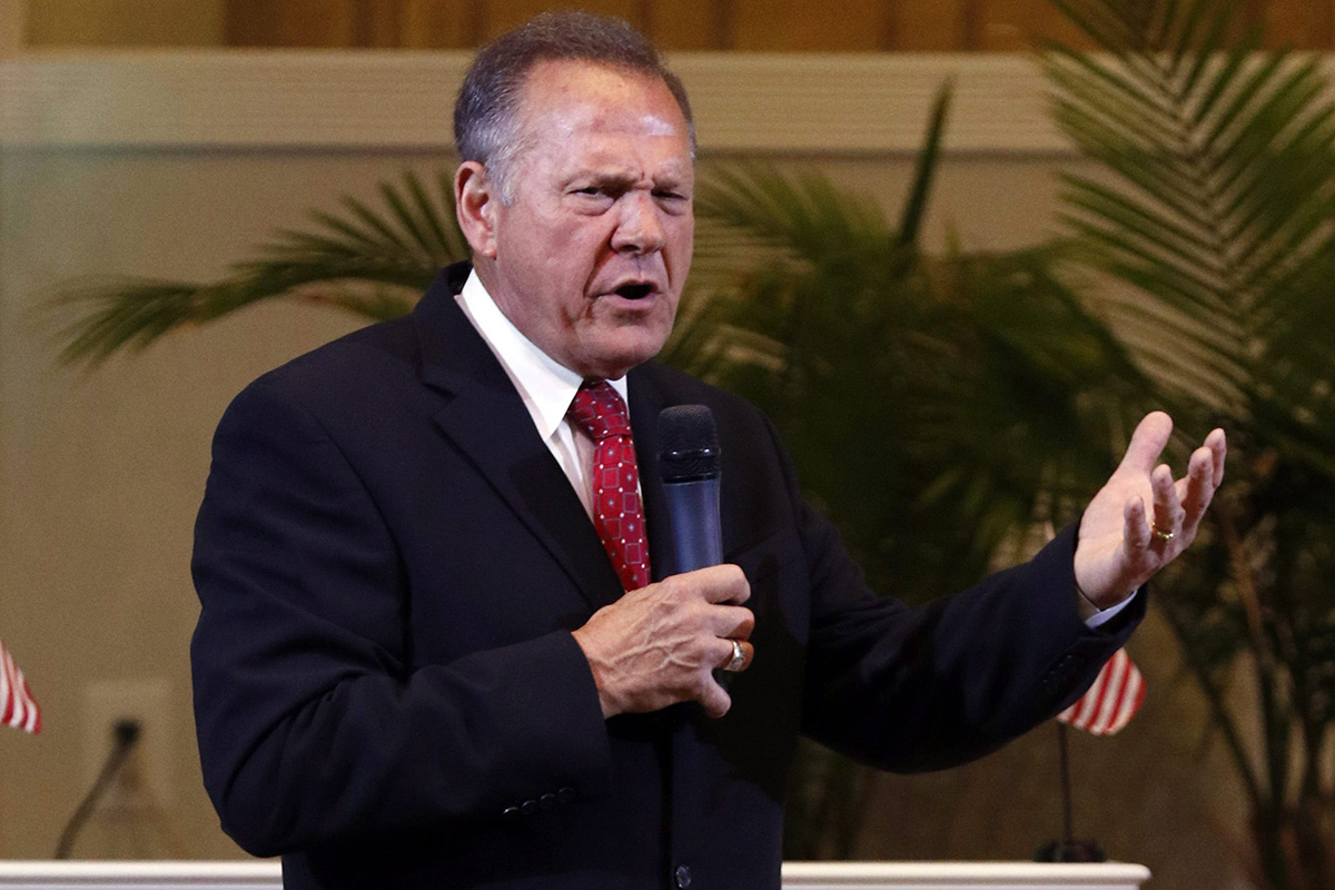 Alabama Supreme Court Chief Justice, Roy Moore, speaks to the congregation of Kimberly Church of God, Sunday, June 28, 2015, in Kimberley , Ala. 